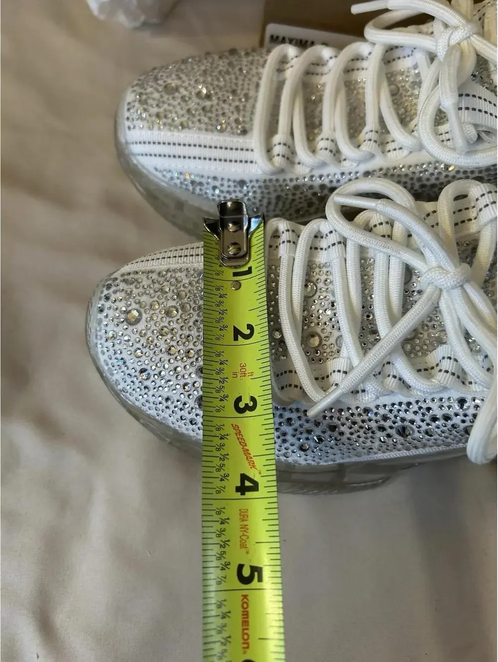 Steve Madden Maxima-R White Rhinestone Fashion Slip On Sneaker - Picture 7 of 13